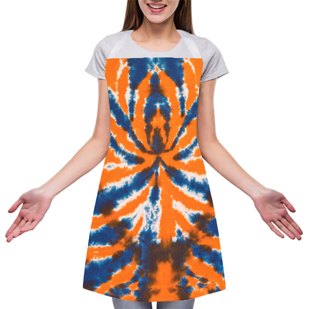 Blue And Orange Spider Tie Dye Print Adjustable Apron