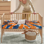 Blue And Orange Spider Tie Dye Print Baby Crib Sheet