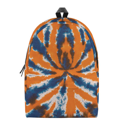 Blue And Orange Spider Tie Dye Print Backpack