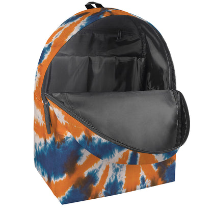 Blue And Orange Spider Tie Dye Print Backpack