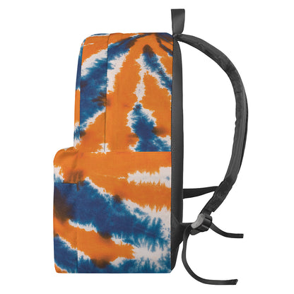 Blue And Orange Spider Tie Dye Print Backpack