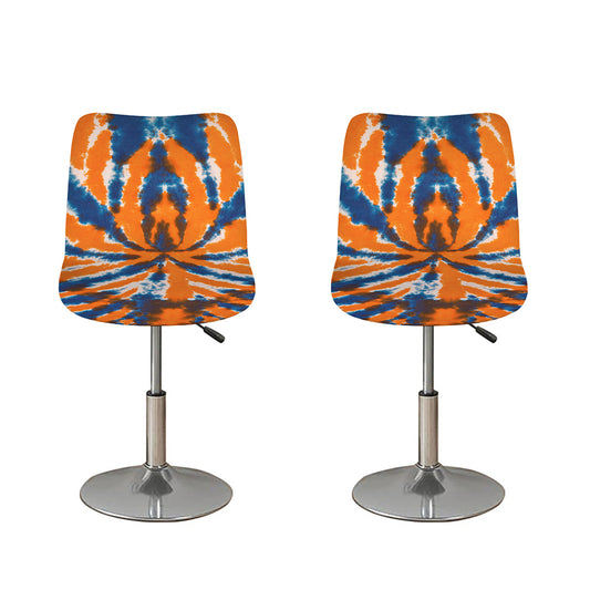 Blue And Orange Spider Tie Dye Print Bar Stool Covers