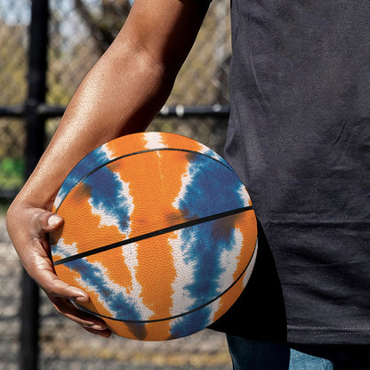 Blue And Orange Spider Tie Dye Print Basketball