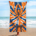Blue And Orange Spider Tie Dye Print Beach Towel