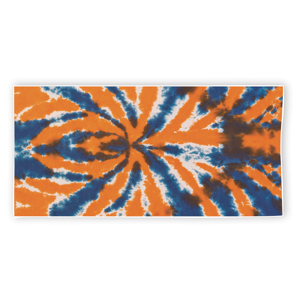 Blue And Orange Spider Tie Dye Print Beach Towel