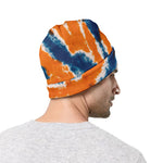 Blue And Orange Spider Tie Dye Print Beanie