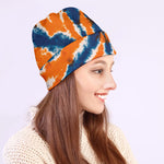 Blue And Orange Spider Tie Dye Print Beanie