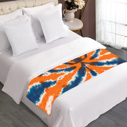 Blue And Orange Spider Tie Dye Print Bed Runner