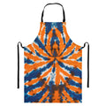 Blue And Orange Spider Tie Dye Print Bib Apron With Pocket