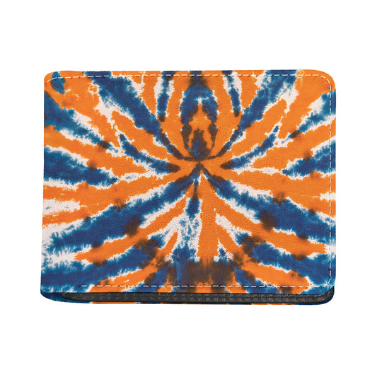 Blue And Orange Spider Tie Dye Print Bifold Wallet