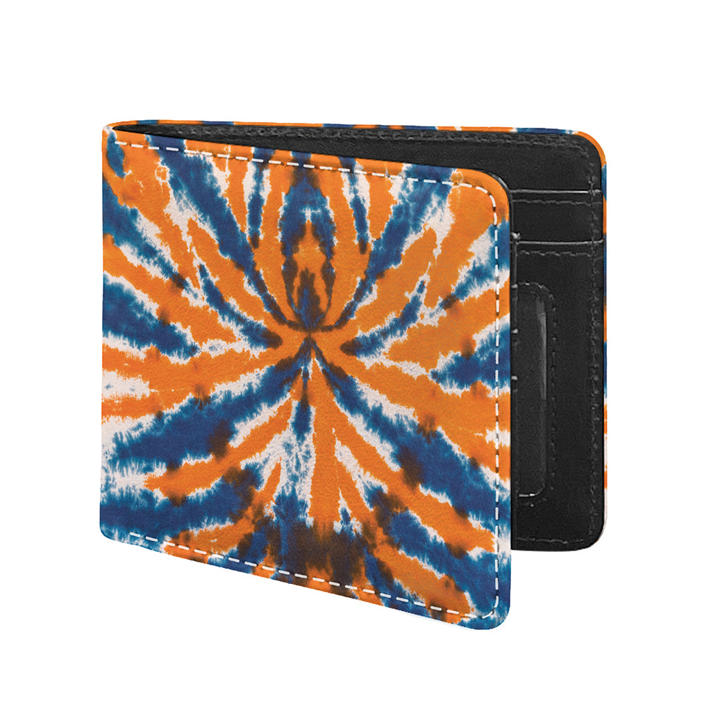 Blue And Orange Spider Tie Dye Print Bifold Wallet