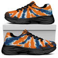Blue And Orange Spider Tie Dye Print Black Chunky Shoes