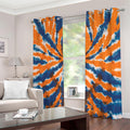 Blue And Orange Spider Tie Dye Print Dimout Grommet Curtains