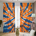 Blue And Orange Spider Tie Dye Print Dimout Pencil Pleat Curtains