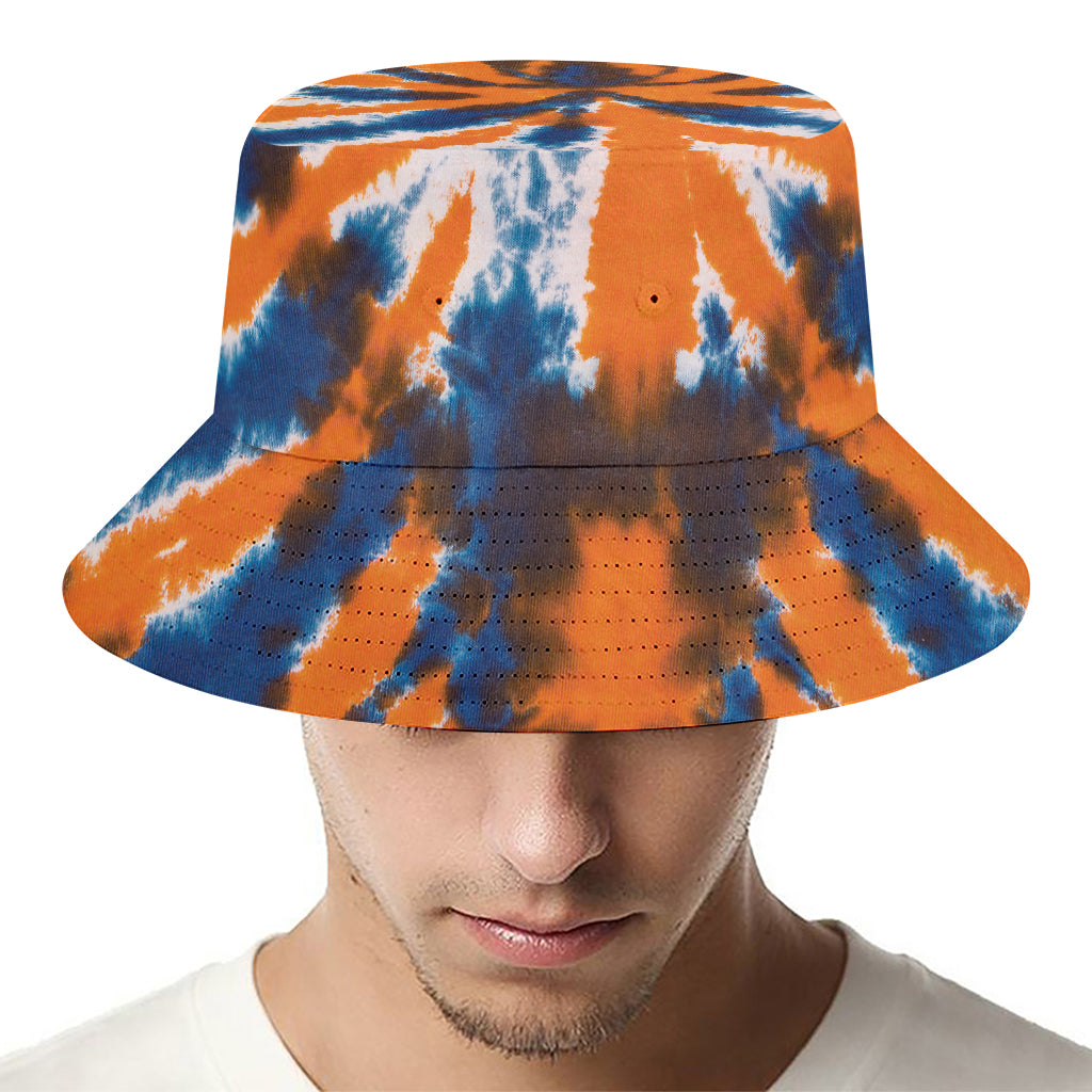 Blue And Orange Spider Tie Dye Print Bucket Hat