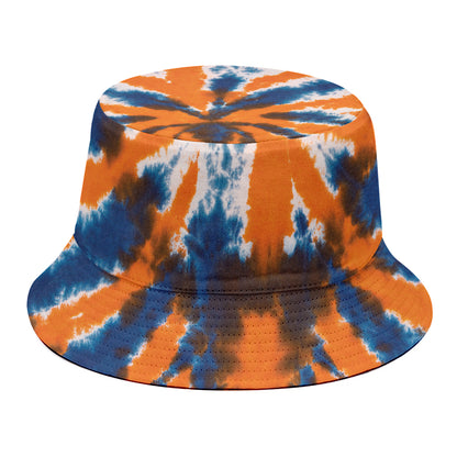 Blue And Orange Spider Tie Dye Print Bucket Hat