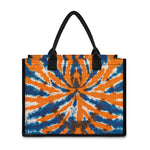 Blue And Orange Spider Tie Dye Print Canvas Tote Bag