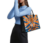 Blue And Orange Spider Tie Dye Print Canvas Tote Bag