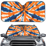 Blue And Orange Spider Tie Dye Print Car Windshield Sun Shade