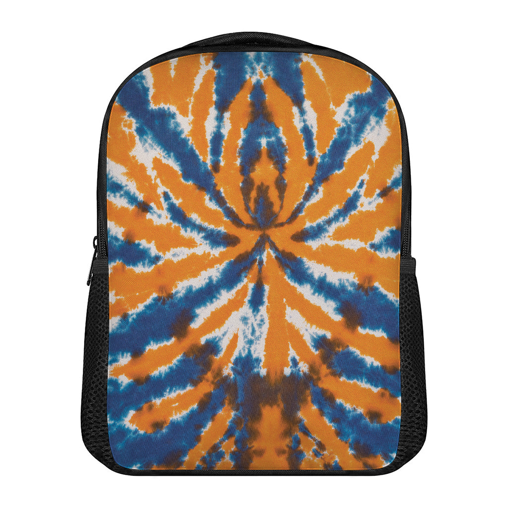 Blue And Orange Spider Tie Dye Print Casual Backpack