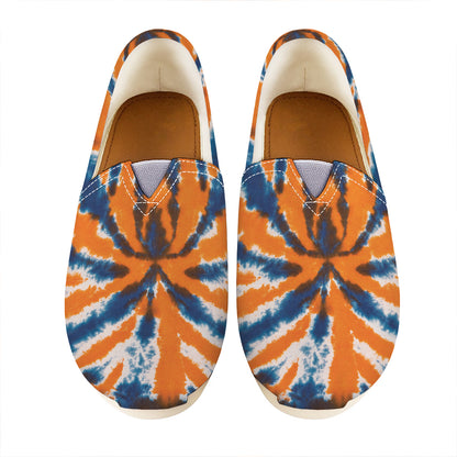 Blue And Orange Spider Tie Dye Print Casual Shoes