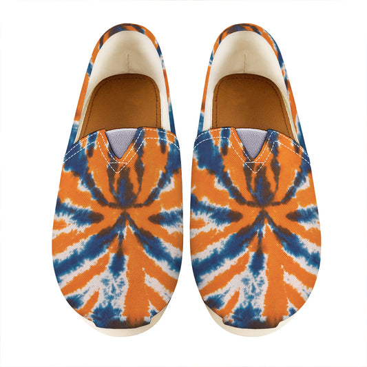 Blue And Orange Spider Tie Dye Print Casual Shoes