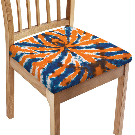 Blue And Orange Spider Tie Dye Print Chair Cushion Cover