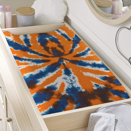 Blue And Orange Spider Tie Dye Print Changing Pad Cover