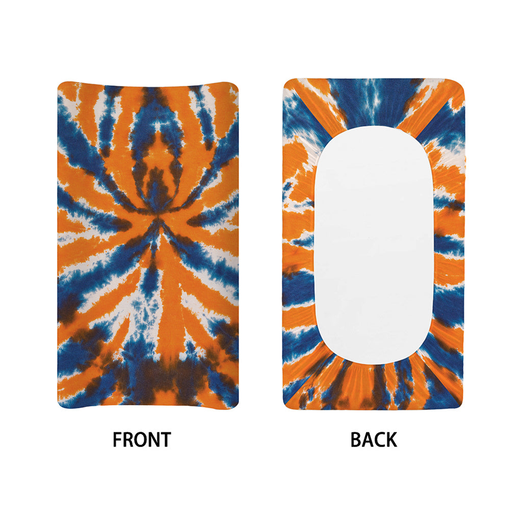 Blue And Orange Spider Tie Dye Print Changing Pad Cover
