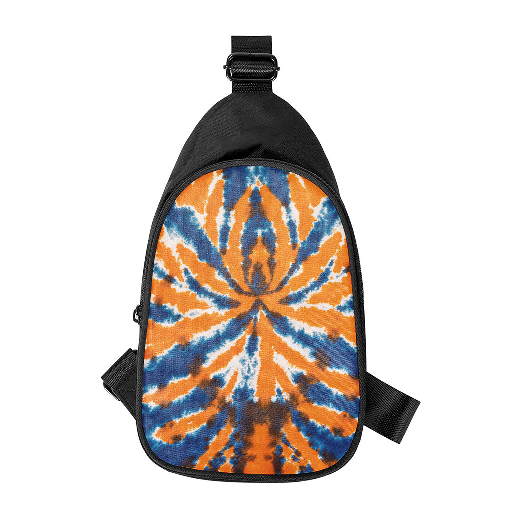 Blue And Orange Spider Tie Dye Print Chest Bag