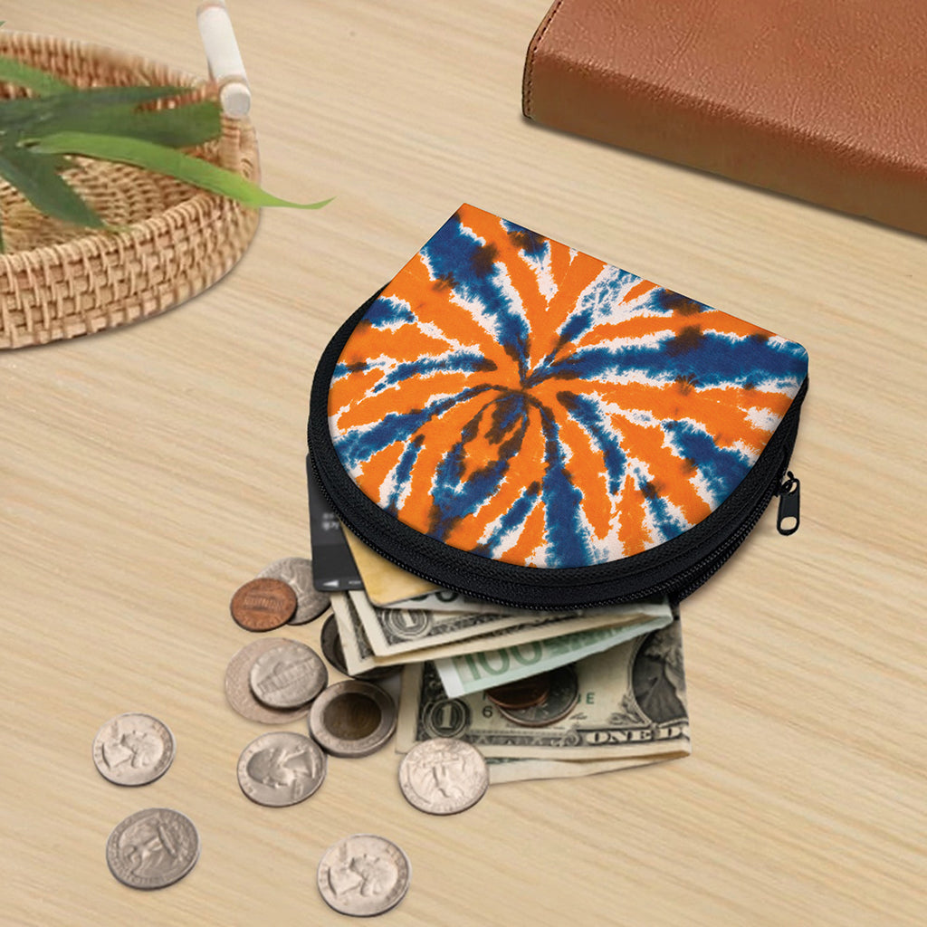 Blue And Orange Spider Tie Dye Print Coin Purse