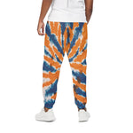 Blue And Orange Spider Tie Dye Print Cotton Pants