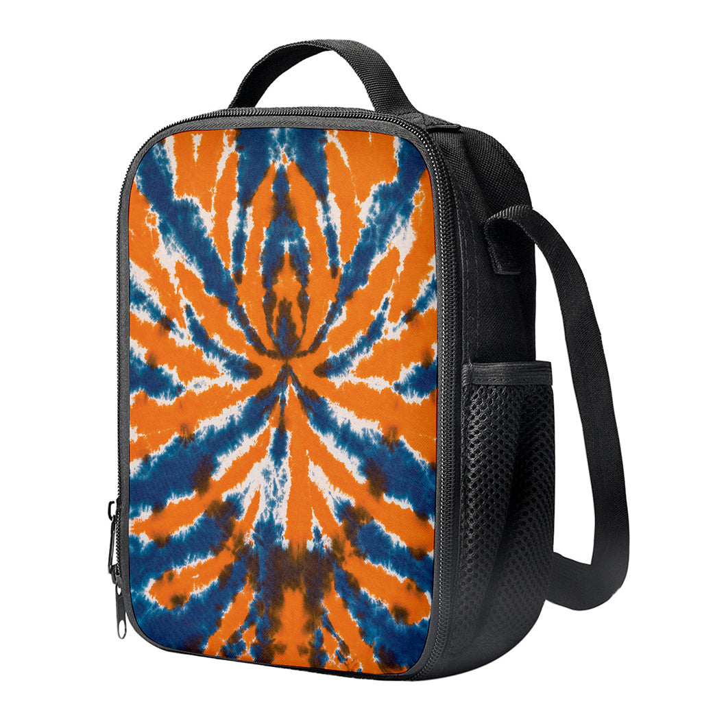 Blue And Orange Spider Tie Dye Print Crossbody Lunch Bag
