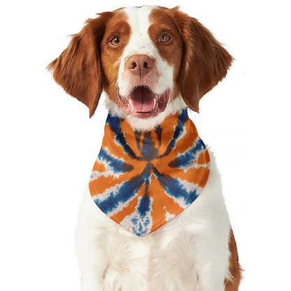Blue And Orange Spider Tie Dye Print Dog Bandana