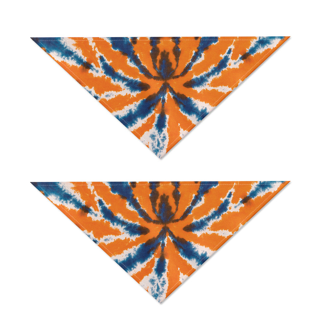 Blue And Orange Spider Tie Dye Print Dog Bandana