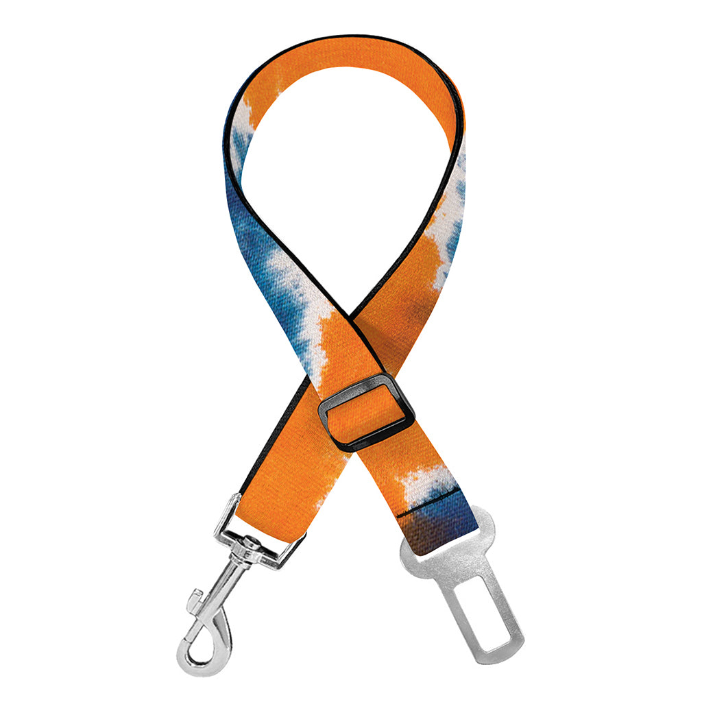 Blue And Orange Spider Tie Dye Print Dog Seat Belt