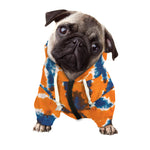 Blue And Orange Spider Tie Dye Print Dog Zip Up Hoodie