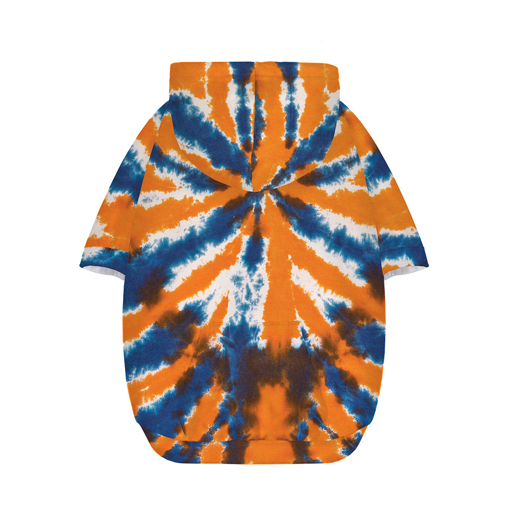 Blue And Orange Spider Tie Dye Print Dog Zip Up Hoodie