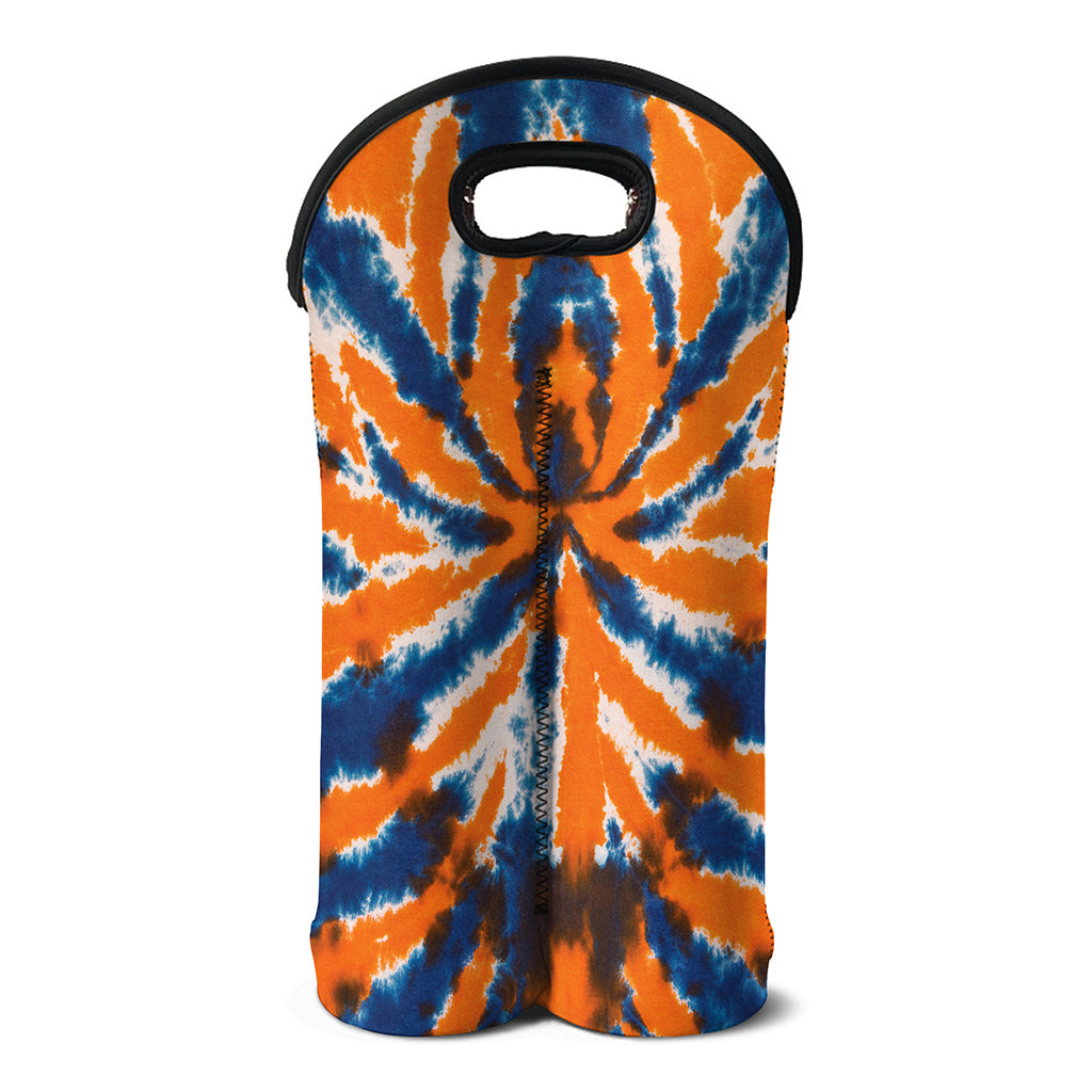 Blue And Orange Spider Tie Dye Print Double Neoprene Wine Tote