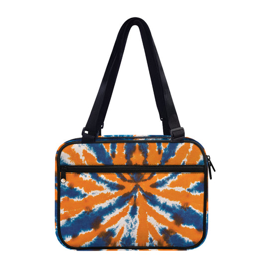 Blue And Orange Spider Tie Dye Print Double Strap Bible Bag