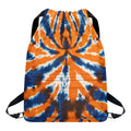 Blue And Orange Spider Tie Dye Print Drawstring Backpack