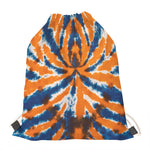 Blue And Orange Spider Tie Dye Print Drawstring Bag
