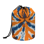 Blue And Orange Spider Tie Dye Print Drawstring Makeup Bag