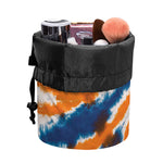 Blue And Orange Spider Tie Dye Print Drawstring Makeup Bag