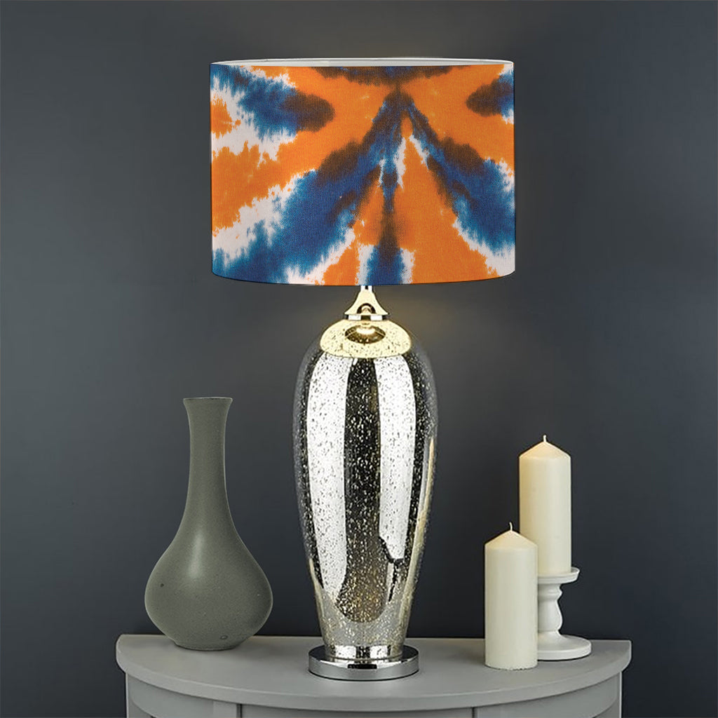 Blue And Orange Spider Tie Dye Print Drum Lamp Shade