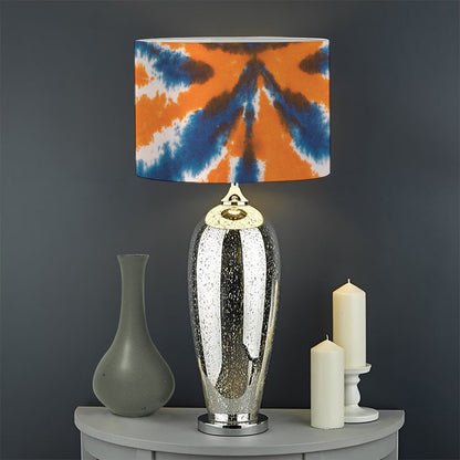 Blue And Orange Spider Tie Dye Print Drum Lamp Shade