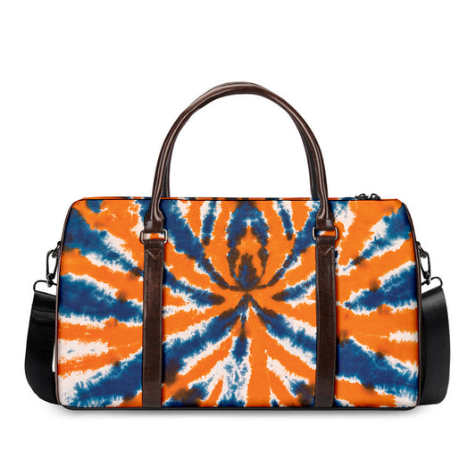 Blue And Orange Spider Tie Dye Print Duffle Bag