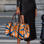 Blue And Orange Spider Tie Dye Print Duffle Bag