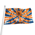 Blue And Orange Spider Tie Dye Print Flag
