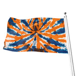 Blue And Orange Spider Tie Dye Print Flag